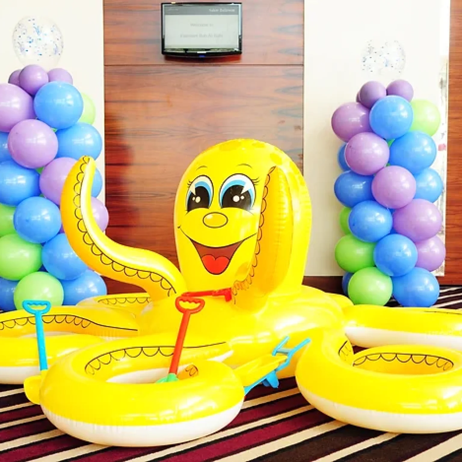 Plastic toy of a octopus at Splash N Bounce event management company in Dubai