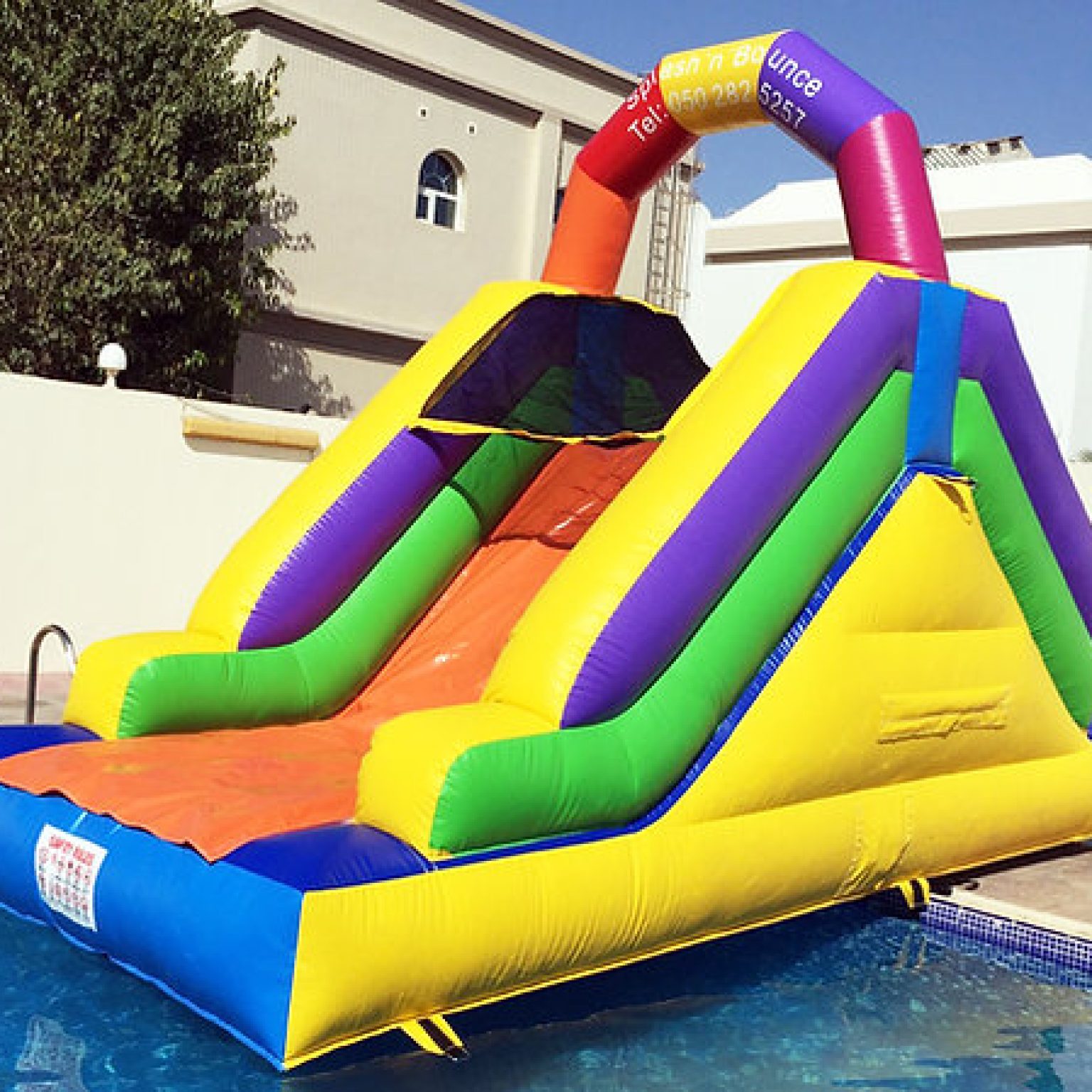 Rainbow slide at Splash N Bounce event management company in Dubai